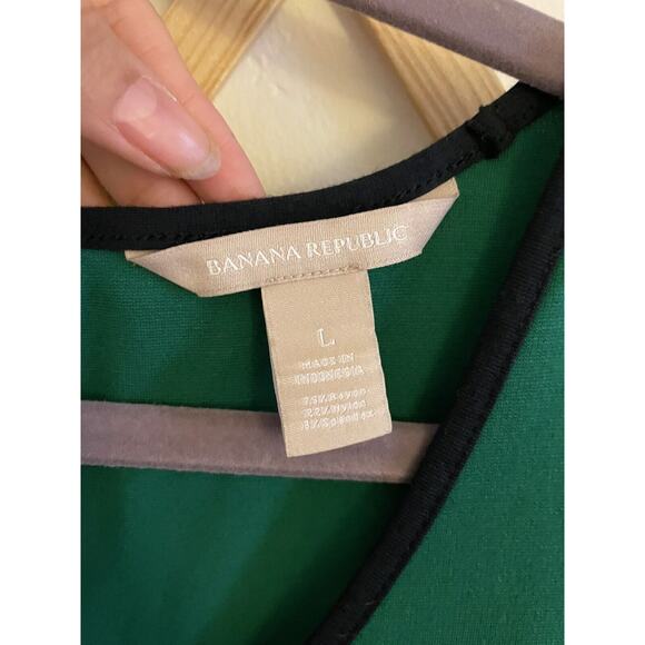 Banana Republic Mini Dress Women's Large Green Ponte V Neck Sleeveless Relaxed - Picture 3 of 5